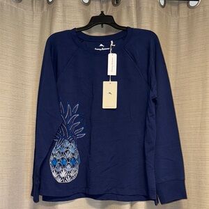 Tommy Bahama Blue Long Sleeve Tee with Textured Fabric